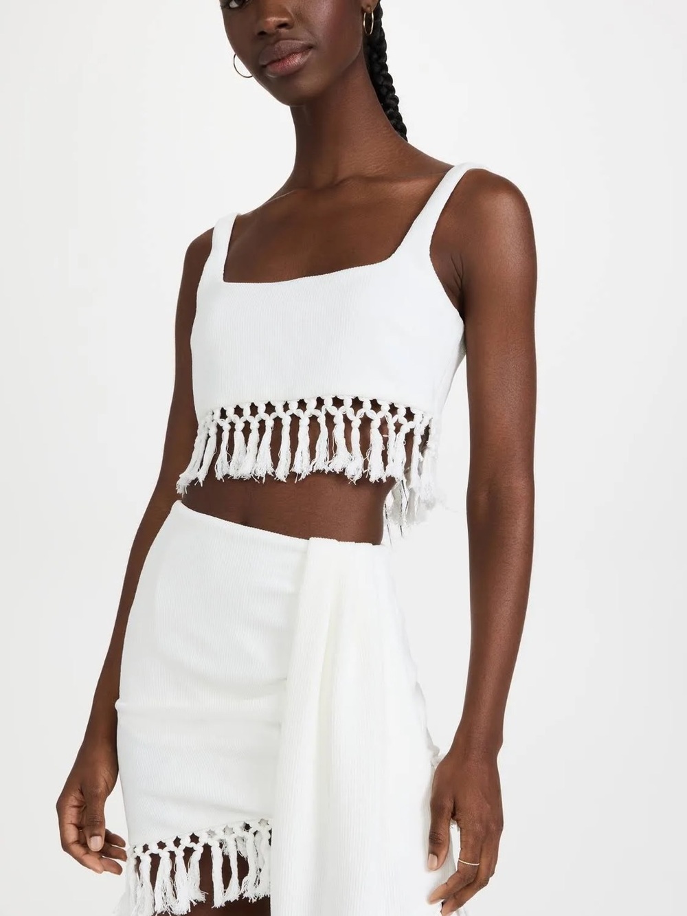 Saylor Arleen Set - White Crochet Fringe